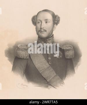 Portrait de Ferdinand-Philippe, duc d'Orléans, Ferdinand-Philippe, duc d'Orléans (titre sur objet), imprimeur : Antoine Maurin, imprimeur : Joseph Rose Lemercier, éditeur : Chaillou, Paris, 1837, papier, hauteur 465 mm × largeur 357 mm, impression Banque D'Images