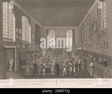 Intérieur de l'Athenaeum illustre à Amsterdam, vue de l'école Doorlugtige, vue de l'intérieur, à Amsterdam / vue interiore de l'école illustre, à Amsterdam (titre sur objet), imprimeur : Hermanus Petrus Schouten, éditeur : Pierre Fouquet, Amsterdam, 1778 - 1783, papier, gravure, gravure, hauteur 282 mm × largeur 373 mm, impression Banque D'Images