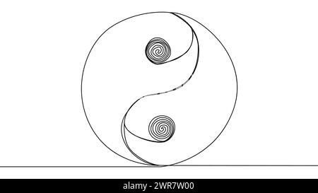 Auto-dessinant Yin Yang symbole de l'harmonie et de l'équilibre Illustration de Vecteur