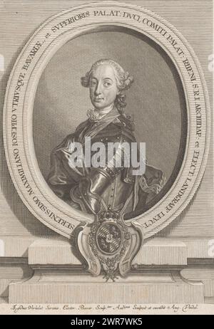 Portrait de Maximilien III Joseph, électeur de Bavière, imprimeur : Aegid Verhelst (II), éditeur : Aegid Verhelst (II), Augsbourg, 1745 - 1818, papier, gravure, hauteur 249 mm × largeur 173 mm, impression Banque D'Images