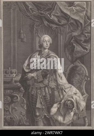 Portrait de Maximilien III Joseph, électeur de Bavière, imprimeur : Jeremias Gottlob Rugendas, d'après la peinture de : Franz Joseph Winter, AA.LL. Societas, Vienne, 1720 - 1772, papier, gravure, hauteur 617 mm × largeur 395 mm, impression Banque D'Images
