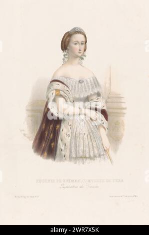 Portrait d'Eugénie de Montijo, Eugénie de Guzman, comtesse de Teba, Impératrice des Français (titre sur objet), imprimeur : Marie Alexandre Alophe, imprimeur : Jacomme & Cie., éditeur : Goupil & Cie., Paris, 1853, papier, hauteur 572 mm × largeur 395 mm, tirage Banque D'Images