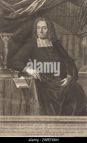 Portrait de Samuel Schelwig, imprimeur : Friedrich Carl Göbel, Johannes Sartorius, Berlin, 1653 - 1715, papier, gravure, hauteur 355 mm × largeur 227 mm, impression Banque D'Images