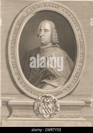 Portrait du cardinal Lorenzo Corsini, plus tard pape Clément XII, imprimeur : Laurent Cars, d'après la conception de : Johann Georg Wille, éditeur : Ludovicus Cottiau, France, 1725 - 1771, papier, gravure, gravure, hauteur 298 mm × largeur 221 mm, impression Banque D'Images