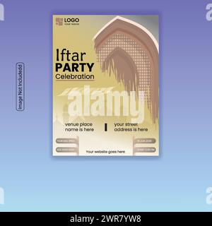iftar invitation de fête carte de voeux flyer ou mise en page de modèle de conception d'affiche avec fond de nourriture. nourriture d'étalonnage ramzan du repas de fête iftar. Illustration de Vecteur