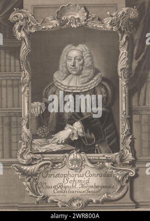 Portrait de Christoph Conrad Schmid, imprimeur : Johann Wilhelm Windter, après peinture par : Gabriel Müller, Neurenberg, 1748, papier, gravure, gravure, hauteur 450 mm × largeur 320 mm, impression Banque D'Images