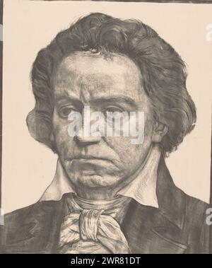 Portrait de Ludwig van Beethoven, Beethoven (titre sur objet), imprimeur : Antoon Derkinderen, 1902, papier, hauteur 646 mm × largeur 430 mm, tirage Banque D'Images