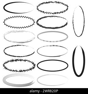 Collection de divers cadres ovales noirs et bordures. Illustration vectorielle. SPE 10. Illustration de Vecteur