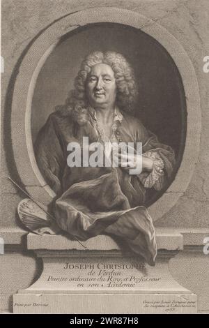 Portrait de Joseph Christophe, imprimeur : Louis Surugue, après peinture par : François Hubert Drouais, 1735, papier, gravure, gravure, gravure, hauteur 384 mm × largeur 256 mm, impression Banque D'Images