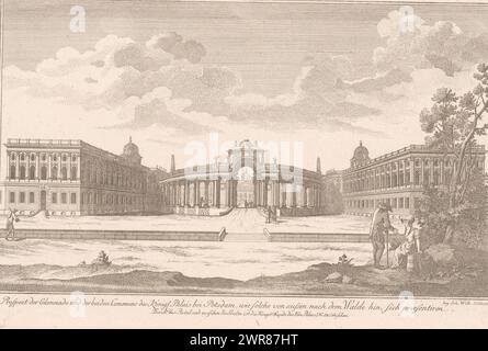 Vue des communs du Neues Palais, dans le parc du Palais de Sanssouci, perspective de la Colonnade et des deux communs des Königl. Palais BEI Potsdam (...) (Titre sur objet), numéroté en haut à droite : 63., imprimeur : anonyme, éditeur : Johann David Schleuen (I), 1769 - 1774, papier, gravure, hauteur 213 mm × largeur 325 mm, impression Banque D'Images