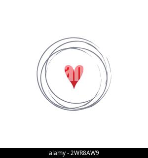 Logo coeur à ligne géométrique circulaire abstraite. Lignes abstraites circulaires avec icône de coeur dans le vecteur de conception de logo du milieu Illustration de Vecteur