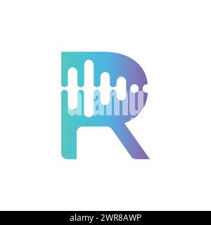 Logo lettre R avec flux d'ondes sonores. Logo musique. Creative Letter R Trendy Design logo concept avec illustration vectorielle Sound Wave Illustration de Vecteur