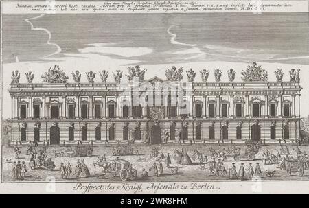 Vue de la façade du Zeughaus, à Berlin, Prospect des Königl. Arsenaux zu Berlin (titre sur l'objet), en haut de l'estampe l'inscription au-dessus de l'entrée principale du bâtiment est mentionnée. Numéroté en haut à droite : 15., imprimeur : anonyme, éditeur : Johann David Schleuen (I), Berlin, 1740 - 1774, papier, gravure, gravure, hauteur 209 mm × largeur 325 mm, impression Banque D'Images