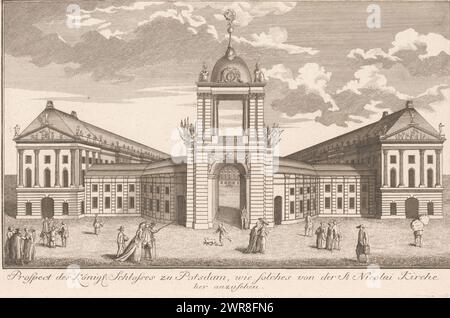 Vue sur le Potsdamer Stadtschloss, Prospect des Königl. Schloss zu Potsdam, wie solches found der Nicolai Kirche her anzusehen (titre sur objet), numéroté en haut à droite : 31., imprimeur : anonyme, éditeur : Johann David Schleuen (I), 1751 - 1774, papier, gravure, gravure, hauteur 210 mm × largeur 323 mm, impression Banque D'Images