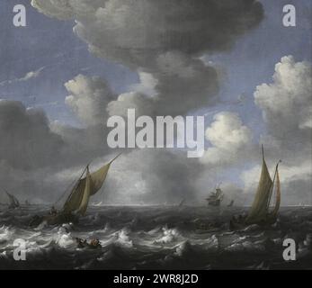Paysage marin et bateaux de pêche, 1708 Ludolf Bakhuizen Banque D'Images