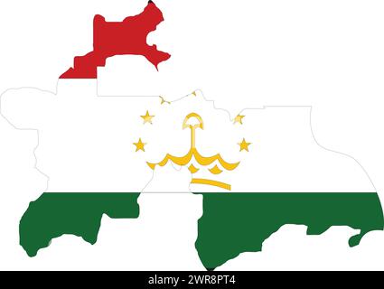 Drapeau du Tadjikistan carte du Tadjikistan, carte du Tadjikistan avec drapeau, carte du pays, Tadjikistan avec drapeau, drapeau de la nation Illustration de Vecteur