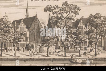 Vue de l'Athenaeum illustre dans l'Agnietenkapel sur le Oudezijds Voorburgwal à Amsterdam, l'illustre école (titre sur objet), imprimeur : anonyme, éditeur : Jacob van meurs, éditeur : Joachim Nosche, Amsterdam, 1663, papier, gravure, hauteur 190 mm × largeur 296 mm, impression Banque D'Images