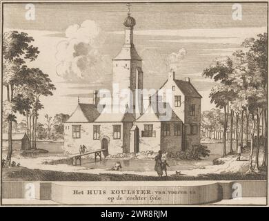 Vue de huis ter Coulster à Heiloo, Het huis Koulster ; de face et à droite (titre sur objet), Châteaux, domaines et maisons aux pays-Bas (titre de la série), imprimeur : Jacobus Schijnvoet, après dessin de : Roelant Roghman, (éventuellement), éditeur : Pieter de coup, (éventuellement), Amsterdam, 1711, papier, gravure, hauteur 194 mm × largeur 214 mm, impression Banque D'Images