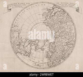 Carte du pôle Nord, Nouvelle carte du pôle Nord (titre sur l'objet), imprimeur : Jacob Keyser, après dessin par : Jacob Keyser, éditeur : Isaak Tirion, Amsterdam, 1735, papier, gravure, hauteur 293 mm × largeur 355 mm, impression Banque D'Images