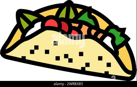 illustration vectorielle d'icône de couleur de cuisine de mer de taco de poisson Illustration de Vecteur