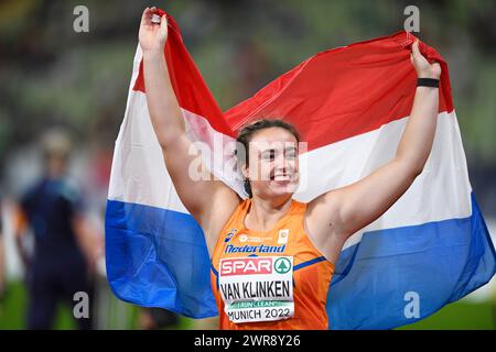 Jorinde Van Klinken (pays-Bas, Médaille de bronze). Lancer le tir. Championnats d'Europe d'athlétisme Munich 2022 Banque D'Images