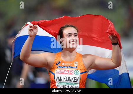 Jorinde Van Klinken (pays-Bas, Médaille de bronze). Lancer le tir. Championnats d'Europe d'athlétisme Munich 2022 Banque D'Images