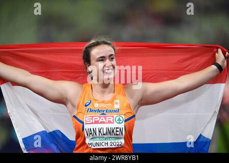 Jorinde Van Klinken (pays-Bas, Médaille de bronze). Lancer le tir. Championnats d'Europe d'athlétisme Munich 2022 Banque D'Images