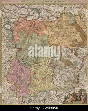 Carte d'Amsterdam avec paysage urbain (partie supérieure), Amsteldam (titre sur l'objet), partie supérieure d'une carte d'Amsterdam avec paysage urbain, composée de deux parties., imprimeur : anonyme, éditeur : Johannes de Ram, Johannes de Ram, Amsterdam, 1691 - 1693, papier, gravure, gravure, hauteur 423 mm × largeur 1005 mm, impression Banque D'Images