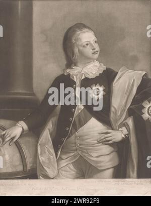 Portrait de Guillaume IV Henri, Roi du Royaume-Uni, Prince et Chevalier de l'ordre du chardon, imprimeur : Valentine Green, après peinture par : Benjamin West, éditeur : Valentine Green, Londres, 1780, papier, hauteur 354 mm × largeur 275 mm, impression Banque D'Images