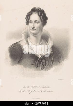 Portrait de Johanna Cornelia Wattier, imprimeur : Roelof van der Meulen, après peinture par : Jan Willem Pieneman, imprimeur : Jean Augustin Daiwaille, Amsterdam, 1816 - 1833, papier, hauteur 480 mm × largeur 300 mm, tirage Banque D'Images