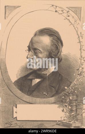 Portrait de Josephus Albertus Alberdingk Thijm, imprimeur : Willem Steelink (II), d'après la photo : Albert Greiner, imprimeur : Harms & Co. Ellerman, Amsterdam, 1887, papier, hauteur 435 mm × largeur 291 mm, impression Banque D'Images