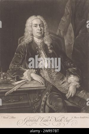 Portrait de Gerard van Neck, Gerard Van Neck Esqr. (Titre sur objet), imprimeur : James McArdell, après peinture par : Jean Baptiste van Loo, Londres, c. 1745 - 1765, papier, hauteur 352 mm × largeur 252 mm, impression Banque D'Images