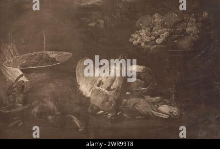 Reproduction photographique d'une peinture de Frans Snijders, 'nature morte avec petit gibier mort et fruits' (coll. Rijksmuseum), éditeur : Adolphe Braun & Cie., 1880 - 1900, papier, empreinte carbone, hauteur 179 mm × largeur 276 mm, photographie Banque D'Images