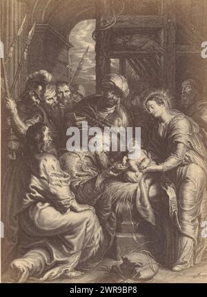 Reproduction photographique d'une estampe d'après une peinture, représentant l'Adoration des Mages, anonyme, après peinture par : Peter Paul Rubens, après estampe par : anonyme, c. 1861 - en ou avant 1871, support photographique, estampe d'albumine, hauteur 127 mm × largeur 93 mm, photographie Banque D'Images