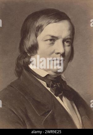 Reproduction photo d'un portrait peint de Robert Schumann par Carl Jaeger, cette photo fait partie d'un album., Friedrich Bruckmann, d'après la peinture par : Carl Jaeger, 1870 - 1890, carton, tirage sur albumine, hauteur 134 mm × largeur 96 mm, photographie Banque D'Images