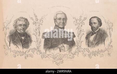 Portraits de Luigi Lablache, Huibert Gerard Nahuys van Burgst et Alfred de Musset, C. Lablache, H.J. baron Nahuijs van Burgst, A. de Musset (titre sur objet), imprimeur : anonyme, imprimeur : Elias Spanier, la Haye, 1831 - 1863, papier, hauteur 121 mm × largeur 200 mm, impression Banque D'Images