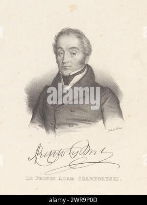 Portrait d'Adam Jerzy Czartoryski, le prince Adam Czartoryski (titre sur objet), imprimeur : inconnu, imprimeur : François Jean Villain, éditeur : Catherine-Anaïs Pinard, Paris, 1832 - 1839, papier, hauteur 270 mm × largeur 180 mm, impression Banque D'Images