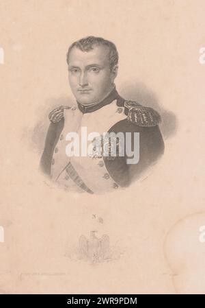 Portrait de Napoléon Bonaparte, imprimeur : Achille désiré Lefèvre, d'après la peinture de : Jacques-Louis David, France, 1808 - 1864, papier, gravure sur acier, hauteur 232 mm × largeur 156 mm, impression Banque D'Images