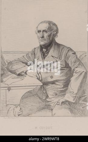 Portrait de François Guizot, M. Guizot (titre sur objet), imprimeur : Léopold Flameng, d'après peinture par : Paul-Jacques-aimé Baudry, 1861, papier, gravure, hauteur 279 mm × largeur 207 mm, tirage Banque D'Images