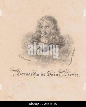 Portrait de Jacques-Henri Bernardin de Saint-Pierre, Bernardin de Saint-Pierre, imprimeur : M.C. Khonraad, c. 1830 - c. 1880, papier, hauteur 131 mm × largeur 78 mm, tirage Banque D'Images