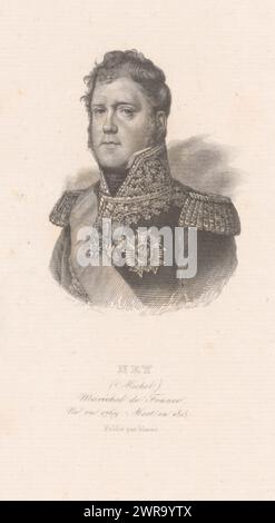 Portrait de Michel Ney, Ney (titre sur objet), imprimeur : Jean Ferdinand Joubert, éditeur : Blaisot, imprimeur : France, éditeur : Paris, 1820 - 1884, papier, gravure, hauteur 193 mm × largeur 129 mm, impression Banque D'Images