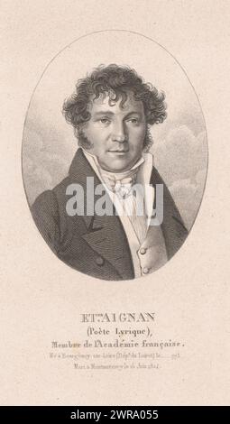 Portrait d'Étienne Aignan, aperçu complet des célébrités (titre de la série), Collection de tous les personnages célèbres (titre de la série), imprimeur : Ambroise Tardieu, Paris, 1820 - 1828, papier, gravure, gravure, hauteur 216 mm × largeur 133 mm, impression Banque D'Images