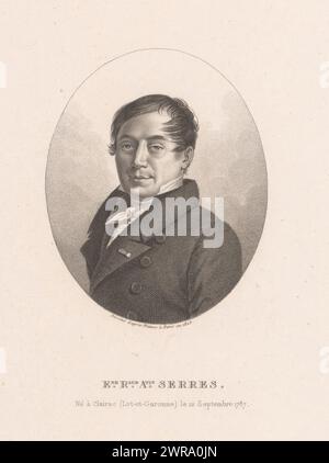 Portrait d'Antoine Étienne Renaud Augustin Serres, aperçu complet des célébrités (titre de la série), Collection de tous les personnages célèbres (titre de la série), imprimeur : Ambroise Tardieu, (attribué à), Ambroise Tardieu, Paris, 1823, papier, gravure, hauteur 215 mm × largeur 142 mm, impression Banque D'Images