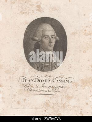 Portrait de Jean-Dominique, comte de Cassini, imprimeur : Konrad Westermayr, d'après le dessin de : Jean-Henri Cless, Allemagne, 1784 - 1834, papier, hauteur 135 mm × largeur 88 mm, tirage Banque D'Images