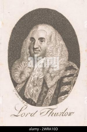 Portrait de Lord Edward Thurlow, imprimeur : anonyme, après dessin de : Pauli, Allemagne, 1778 - 1799, papier, hauteur 80 mm × largeur 52 mm, tirage Banque D'Images