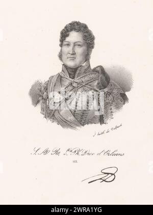 Portrait de Louis Philippe Ier de France, S.A.R. L.s Ph. Duc d'Orléans (titre sur objet), imprimeur : anonyme, imprimeur : veuve Delpech (Naudet), Paris, en 1818 ou après - en 1842 ou avant, papier, hauteur 273 mm × largeur 180 mm, impression Banque D'Images