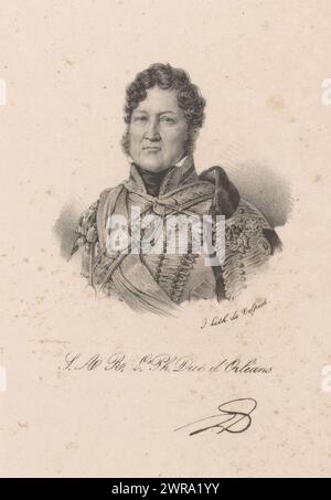 Portrait de Louis Philippe Ier de France, S.A.R. L.s Ph. Duc d'Orléans (titre sur objet), imprimeur : anonyme, imprimeur : veuve Delpech (Naudet), Paris, en 1818 ou après - en 1842 ou avant, papier, hauteur 258 mm × largeur 164 mm, impression Banque D'Images