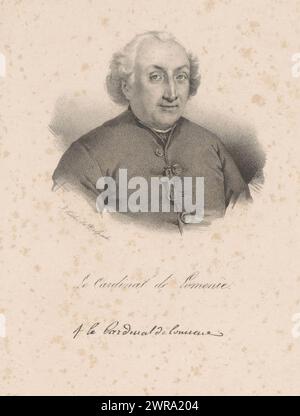 Portrait d'Étienne-Charles de Loménie de Brienne, le Cardinal de Lomenie (titre sur objet), imprimeur : anonyme, imprimeur : veuve Delpech (Naudet), Paris, in ou after 1818 - in ou before 1842, papier, hauteur 256 mm × largeur 177 mm, tirage Banque D'Images