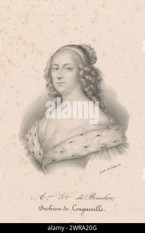 Portrait d'Anna Genoveva de Bourbon-Condé, A.ne G.ve de Bourbon, duchesse de Longueville (titre sur objet), imprimeur : anonyme, imprimeur : veuve Delpech (Naudet), Paris, en 1818 ou avant 1842, papier, hauteur 275 mm × largeur 181 mm, tirage Banque D'Images