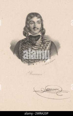 Portrait de François Séverin Marceau, Marceau (titre sur objet), imprimeur : anonyme, imprimeur : veuve Delpech (Naudet), Paris, en 1818 ou après - en 1842 ou avant, papier, hauteur 254 mm × largeur 176 mm, tirage Banque D'Images